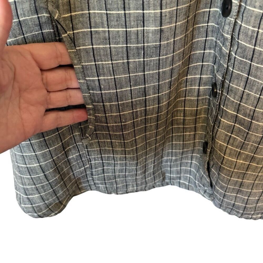 Vintage Flax by Joanne Engelhart Linen Windowpane Plaid Convertible Slv Top Sz S - Picture 4 of 13